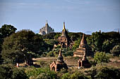 Bagan Myanmar. Cluster of red brick temples near Min myaw yaza  